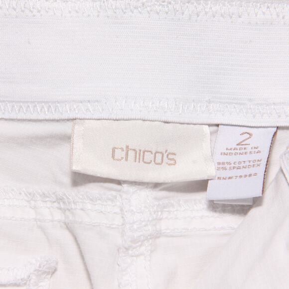 Chico's White Hiking Style pants Cropped Cotton Blend Size 2 (12) - Picture 5 of 8